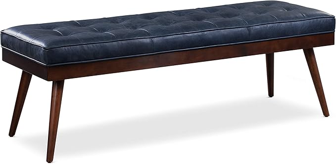 POLY & BARK Napa Luca Leather Bench, Midnight Blue by POLYBARK
