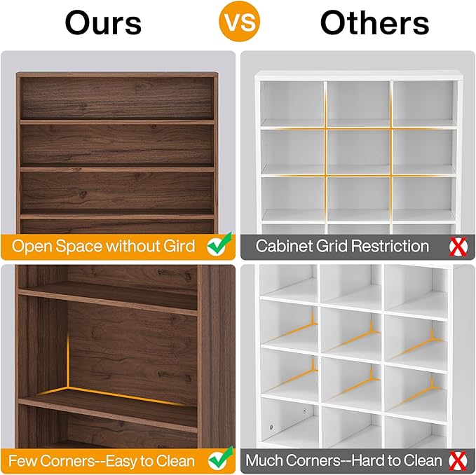 Tribesigns Tall Shoe Cabinet, 9 Tiers 40-45 Pairs Heavy Duty Wood Freestanding - Image 8