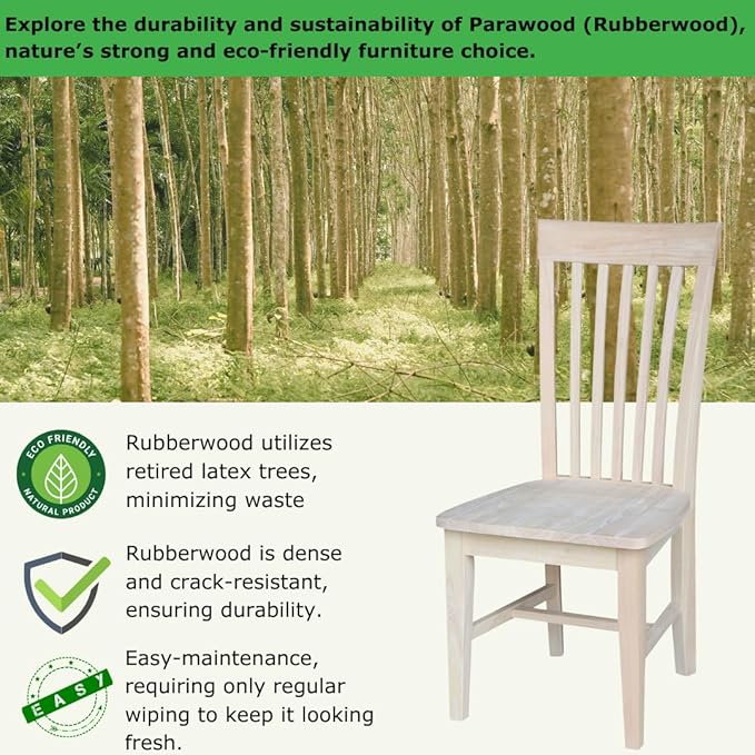 IC International Concepts Set of 2 Tall Mission Chairs Real/Solid Parawood - Image 3
