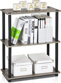 Furinno Turn-N-Tube Display Rack, 3-Tier Single, French Oak Grey/ Black by Furinno-FitsYourSpaceFitsYourBudget