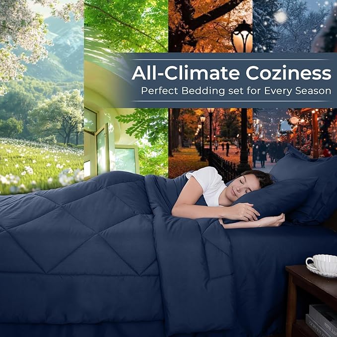 HEVUMYI Navy Blue Twin Comforter Set - Image 3