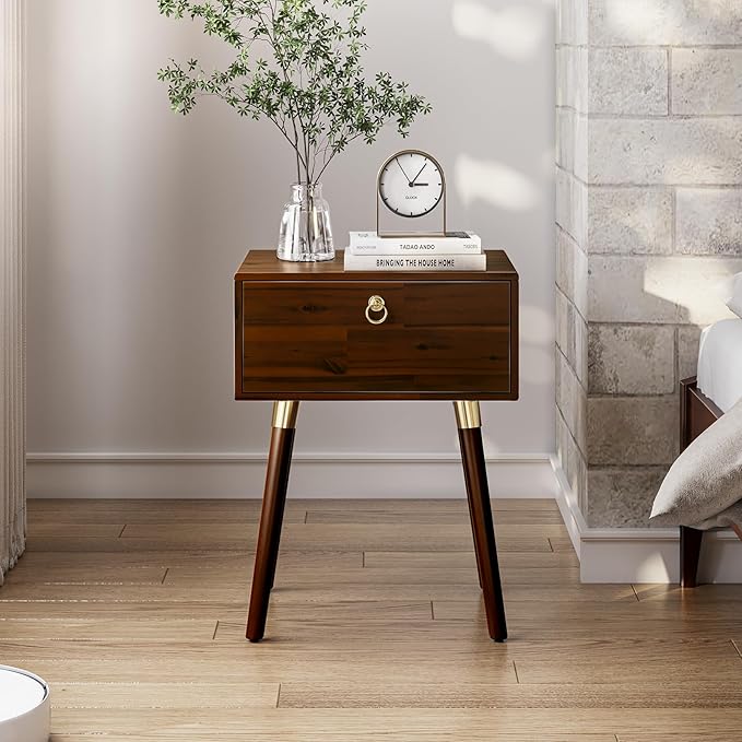 Bme Alden Wood Nightstand, Solid Wood End Table, Mid Century Modern Nightstand - Image 6