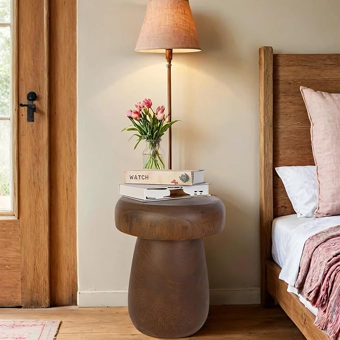 TORMAYS HOME Handmade Wood Side Table Tree Stump End Table Solid Wood Stool - Image 4