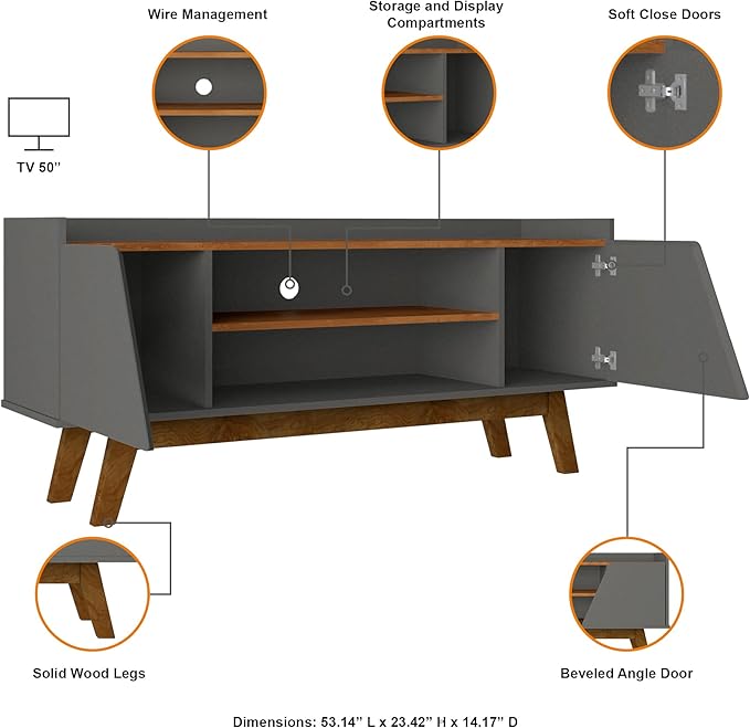 Manhattan Comfort Marcus Mid Century Modern 55 Inch TV Stand - Image 4