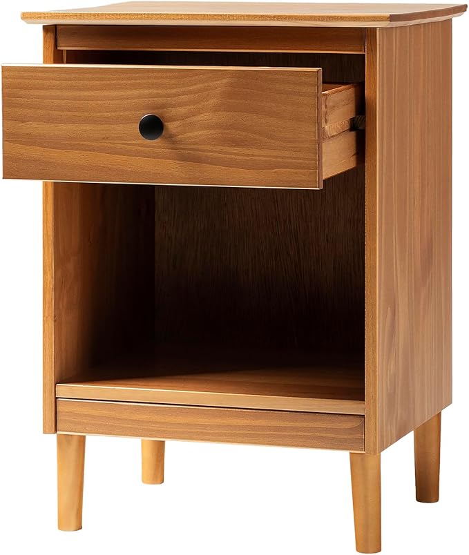 Walker Edison Traditional Wood 1 Drawer Nightstand Side Table Bedroom Storage - Image 4