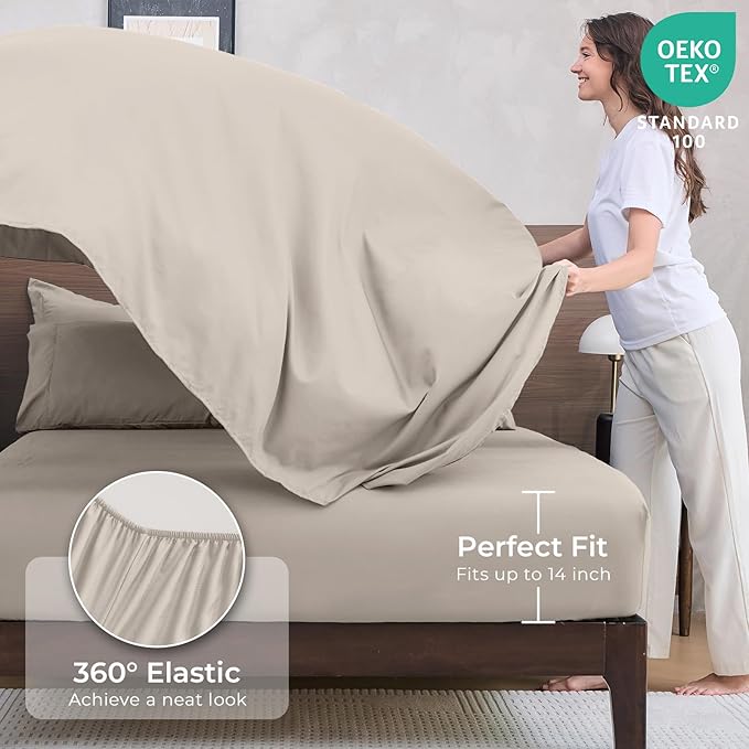 HEVUMYI Beige Tan Queen Comforter Set - Image 5