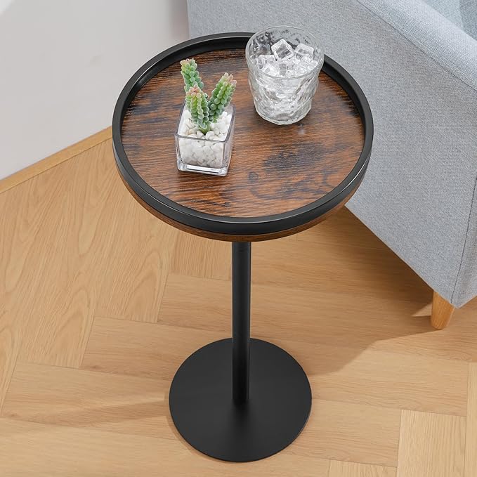 Round Drink Table, Small Pedestal Table, Small Round Side Table - Image 8