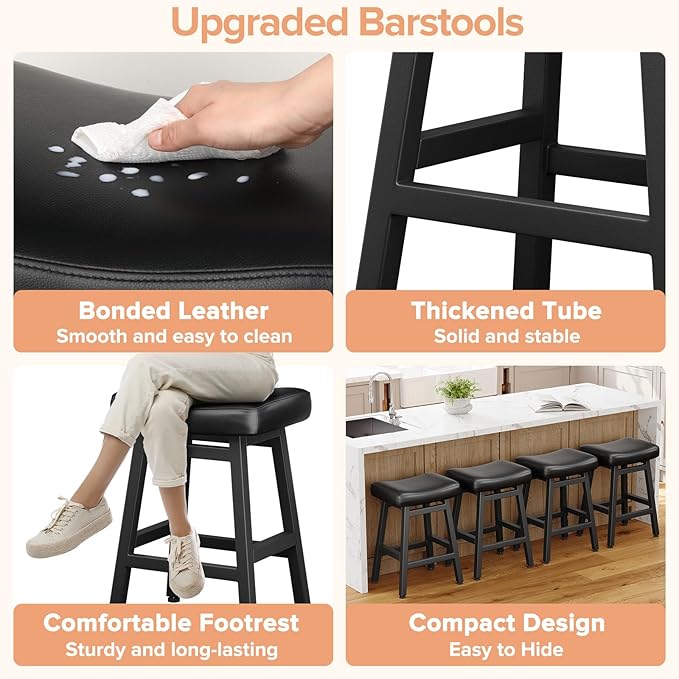 Counter Height Bar Stools Set of 2, 24 Inch Barstools - Image 4