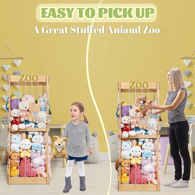 Trycooling Stuffed Animal Zoo Stuffed Animal Storage Wood Plushie Storage - Image 2