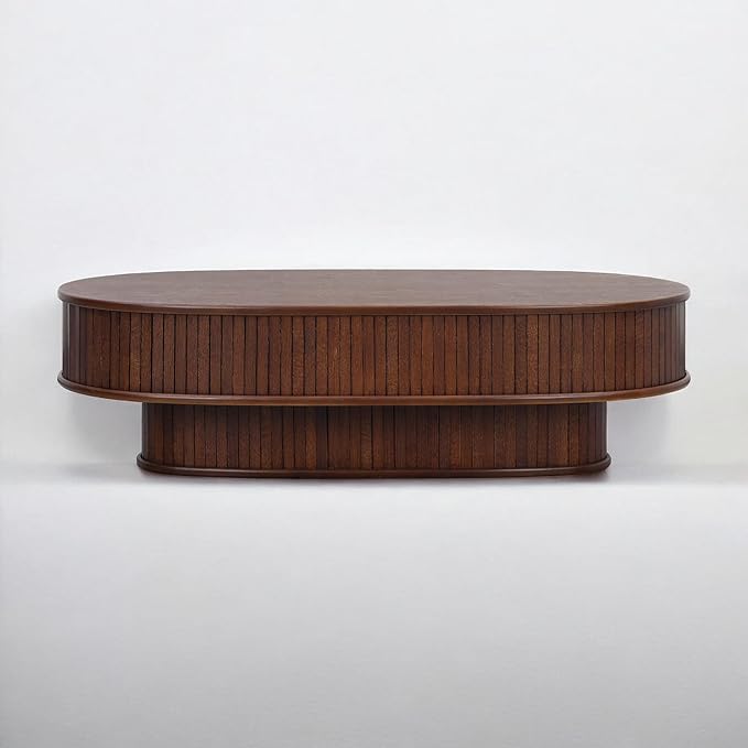NTC Stream DOU Coffee Table, Modern Double-Layer Oval Wooden Center Table - Image 7