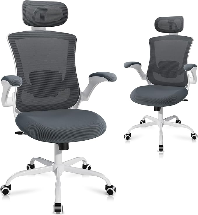 High Back Office Chair with Adjustable Lumbar Support & Headrest, Ergonomic - Image 3