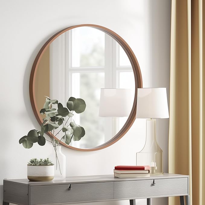 HOMECOOKIN Round Wood Mirror, Living Room - Image 7