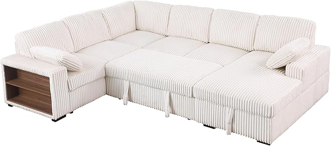 Eafurn Oversized Convertible U Shaped Sleeper Sectional Sofa Pull Out Couch Bed - Image 6