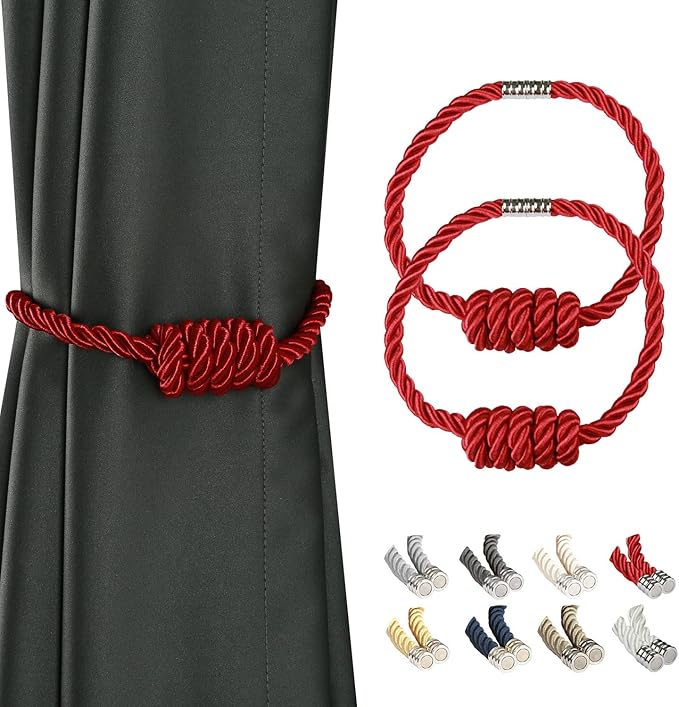 BEL AVENIR Magnetic Curtain Tiebacks, Decorative Drapery Holdbacks Modern Woven by BELAVENIR