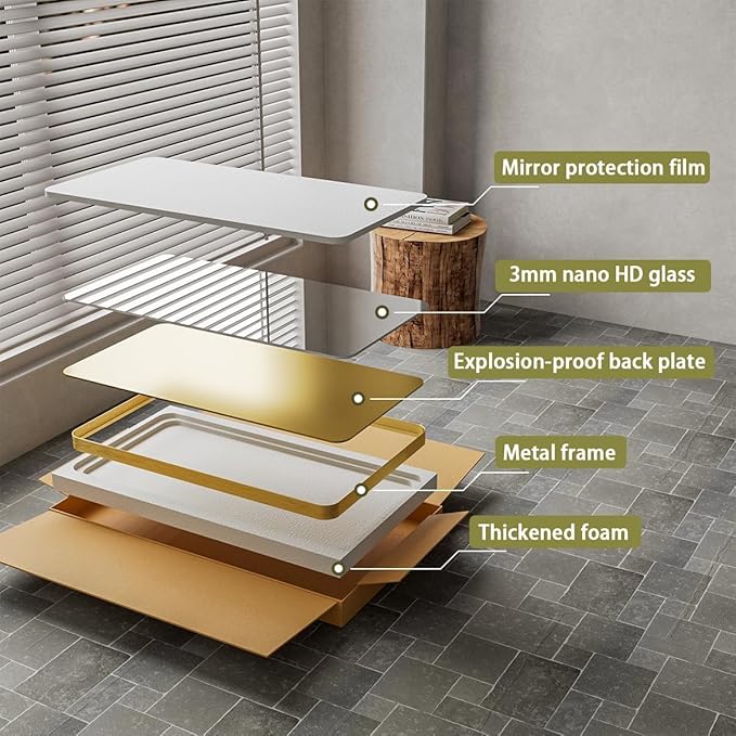 Koonmi Gold Wall Mirror for Bathroom, 24x36 Inch Matte Deep Framed Rounded - Image 9