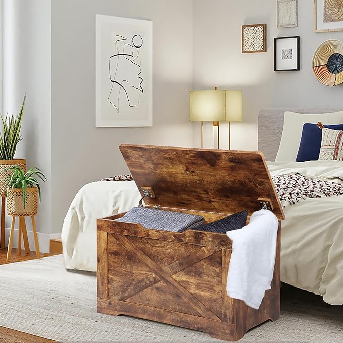 Storage Chest, Wooden Storage Bench, Entryway Shoes Bench - Image 2