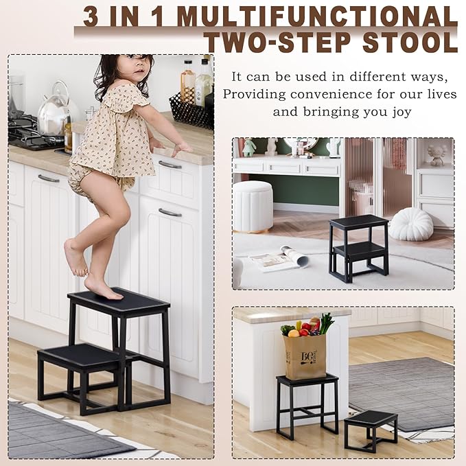 Step Stool for Kids Adults, Holds up to 500Lb, 3 in1 Heavy Duty Sturdy Two Foot - Image 8