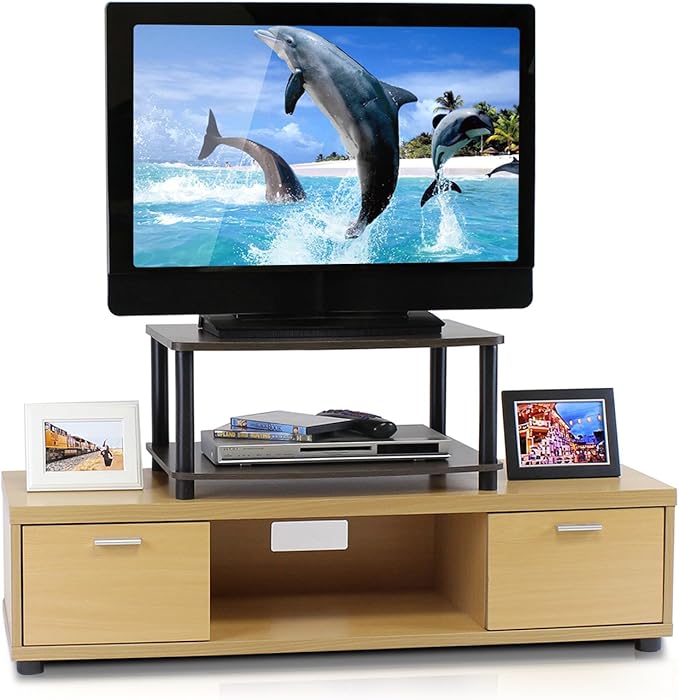 Furinno Turn-N-Tube 2-Tier TV Riser, Small Elevated No Tools TV Stand - Image 5