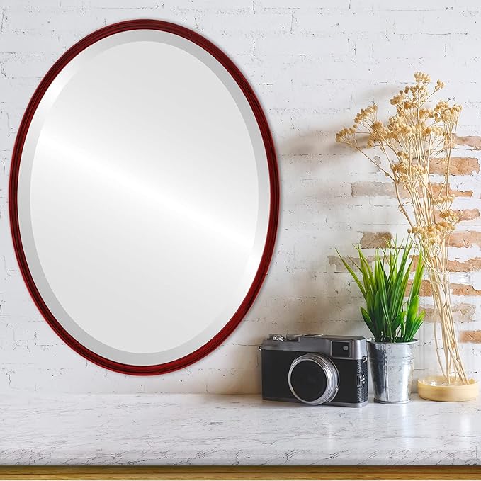 OVALCREST - Oval Wooden Beveled Wall Mirror - Image 2