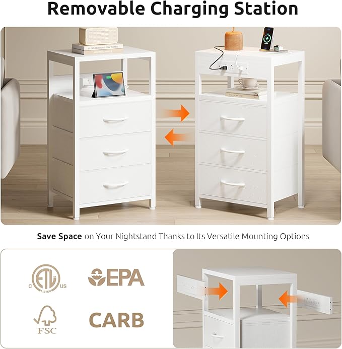 NightStand Bedside Charging Table Bedroom - Image 3