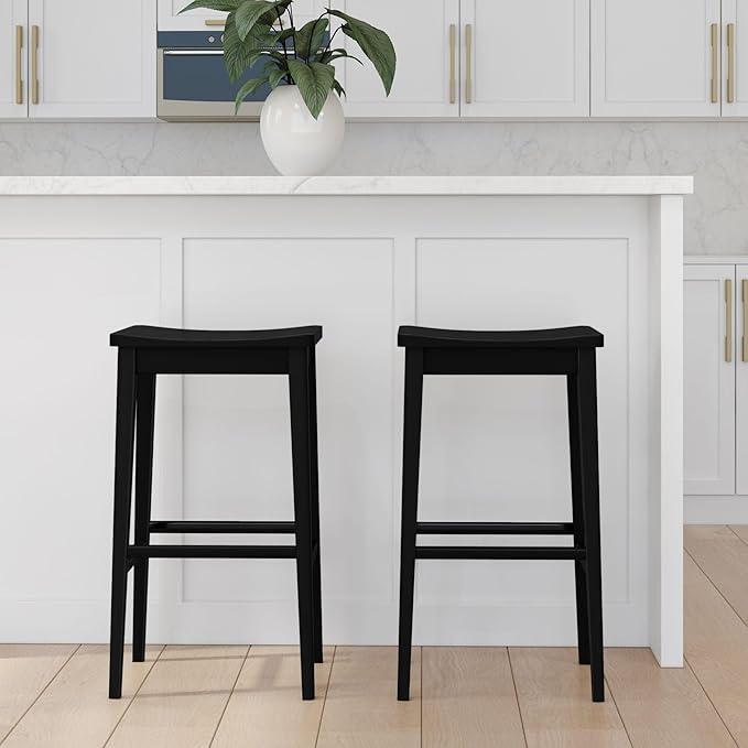 Plank+Beam Smythe Bar Stool, Sturdy Wood Modern Kitchen Bar Height Stool - Image 8