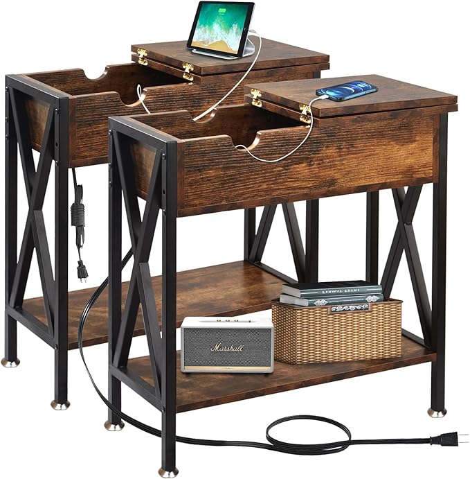 TooCust End Tables Living Room Set of 2, Narrow Side Table by TooCust