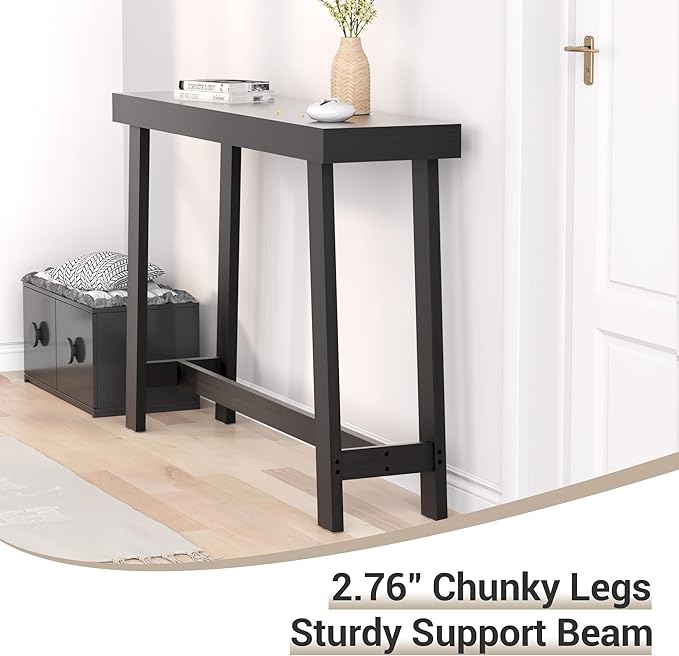 Bamboo Wood Entryway Table 47.2" Console Table, Narrow Sofa Table - Image 4