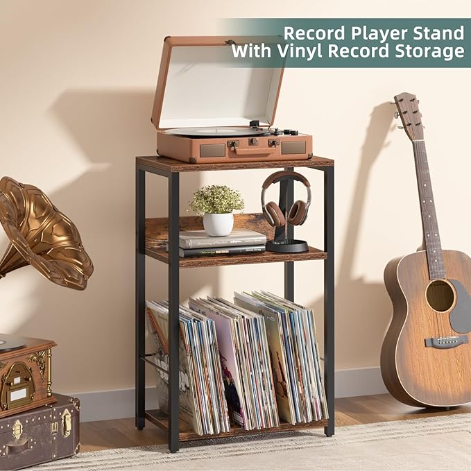 LELELINKY Record Player Stand, 3-Tier End Side Table - Image 6