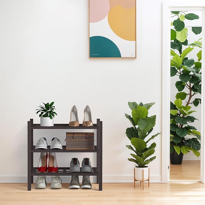 Haddockway small 3 Tier Bamboo Shoe Rack Storage Organizer, Small Space - Image 2