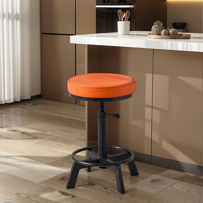 Vintage Short Bar Stools Industrial Swivel Counter Stools 17-24inch Height - Image 2