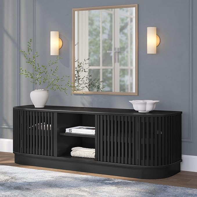Plank+Beam Contour Wood TV Stand, Solid Wood Entertainment Console - Image 8