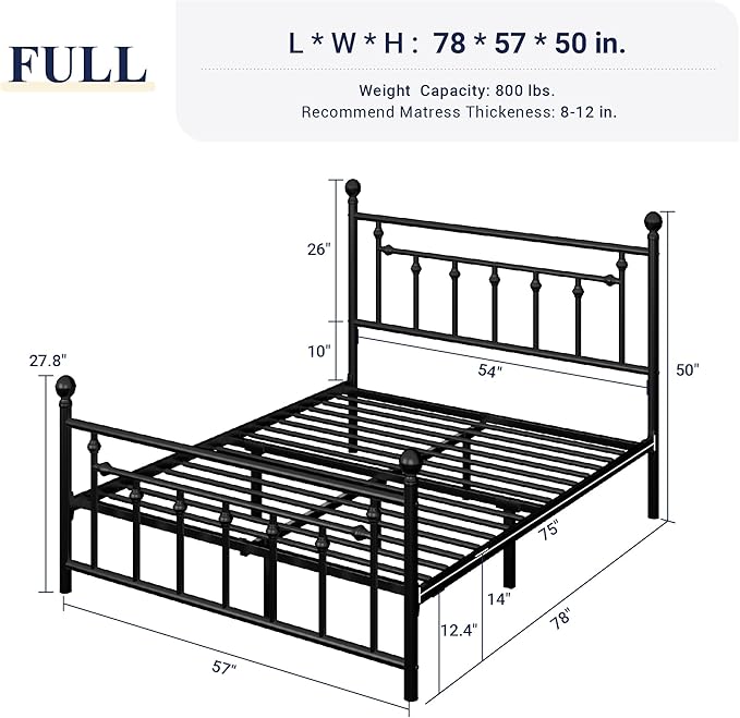 Allewie 14 Inch Full Size Metal Platform Bed Frame - Image 2