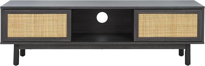 SAFAVIEH Aino TV Stand for up to 60" Flatscreen – Distressed Black, 2 Sliding - Image 8