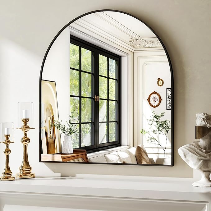 31"x32" Arched Wall Mirror for Bathroom, Living Room, Decorative Hanging Mirror by XRAMFY
