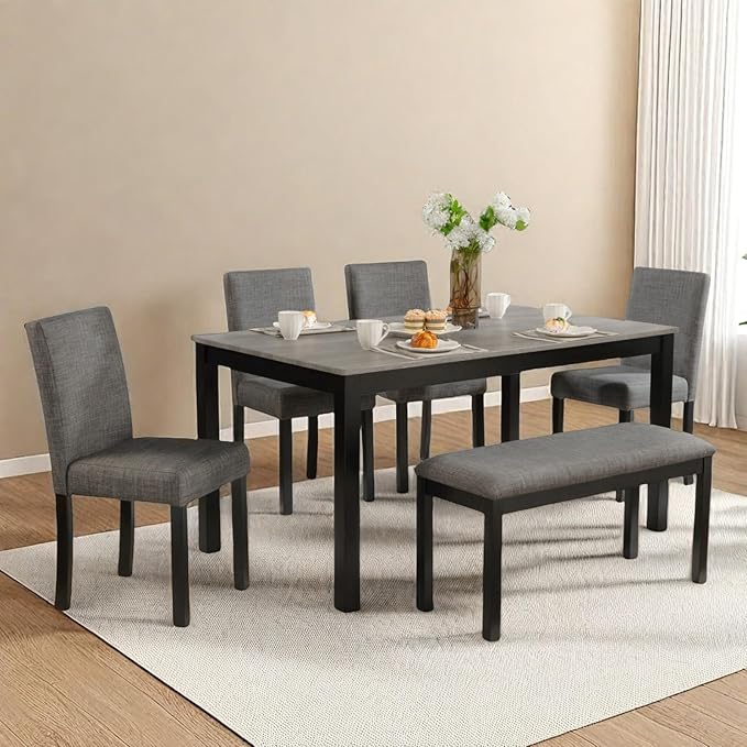 Dining Table Set for 5, 6-Piece Kitchen Table & Chairs Set - Image 2