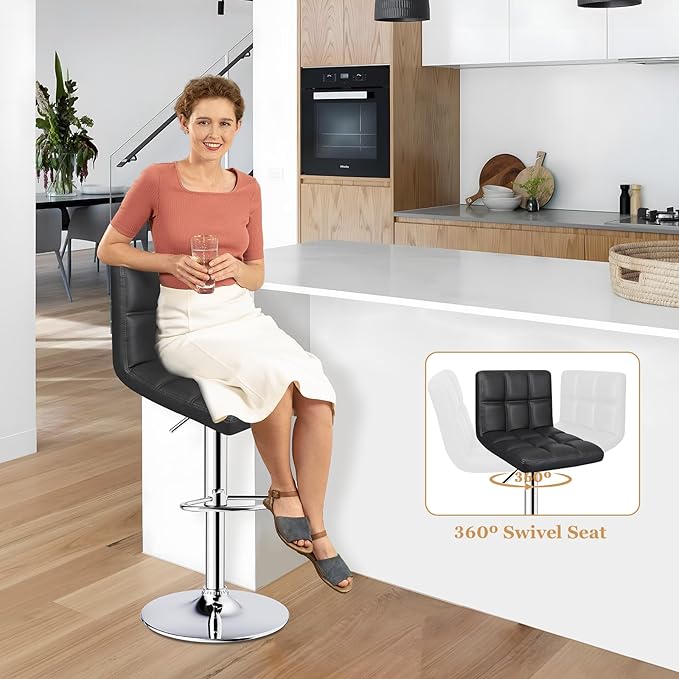 6-Squares Back with Double Needle Adjustable Bar Stools - Image 7