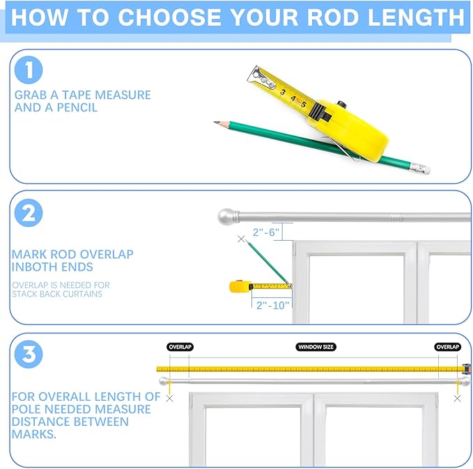 Curtain Rods for Windows 16 to 92 Inches, Curtain Rod Max Adjustable Length of - Image 4