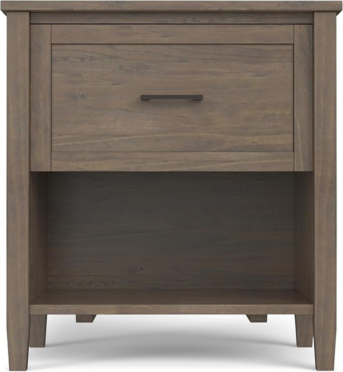 SIMPLIHOME Ela SOLID WOOD 24 Inch Wide Transitional Bedside Table in Smoky Brown - Image 5