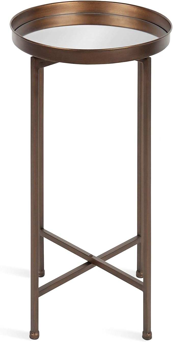 Kate and Laurel Celia Round Metal Foldable Accent Table - Image 4