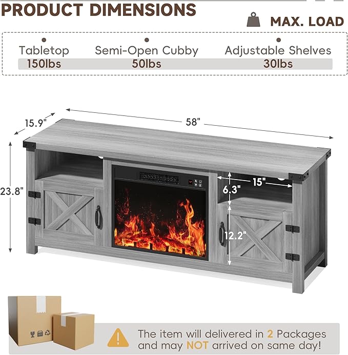 YESHOMY Fireplace TV Stand - Image 7
