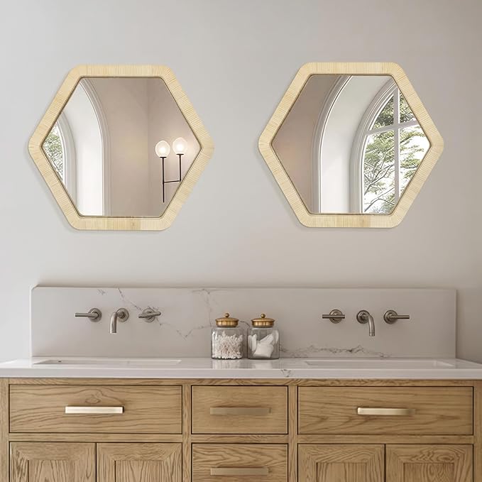 ULIKE Rattan Mirror for Wall, Bathroom 30 Inch Rustic Farmhouse Wall Decor - Image 5