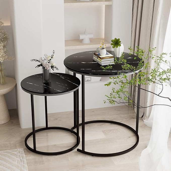 Black Marble Nesting Coffee Table - Image 2