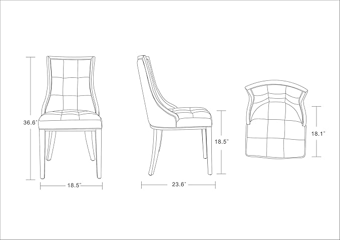Manhattan Comfort Fifth Avenue Faux Leather Dining Chairs, Parsons Accent - Image 3
