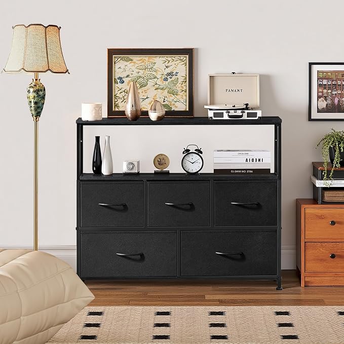 TV Stand, 5 Fabric Drawers Dresser Entertainment Center - Image 2