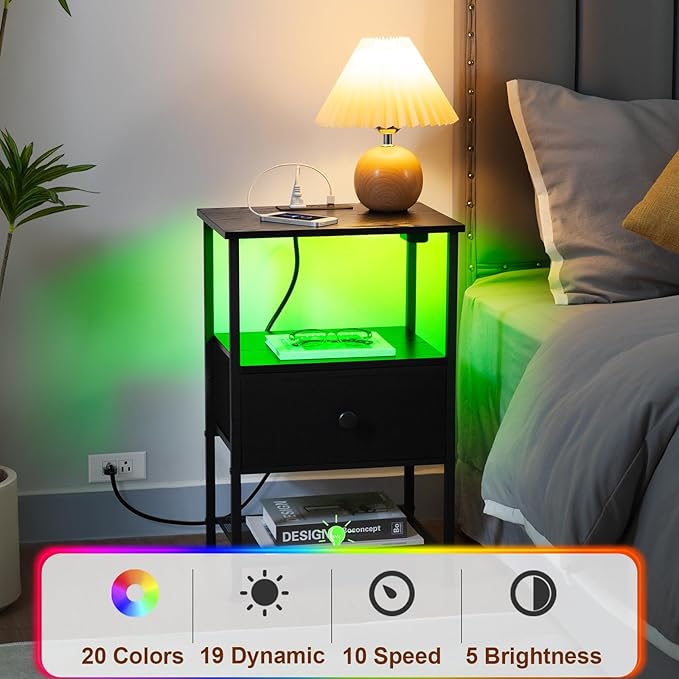 Night Stand Set 2, LED Nightstand - Image 5