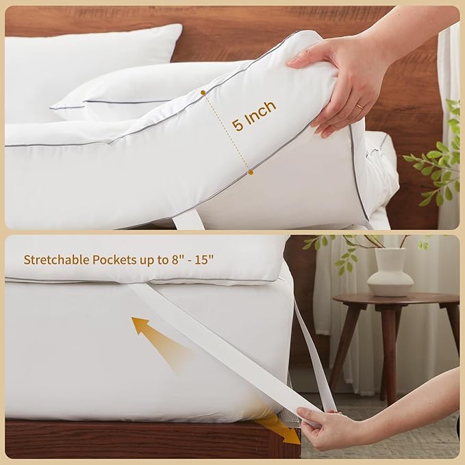 Decroom 5 Inch Memory Foam Mattress Topper King Size, Filled - Image 5