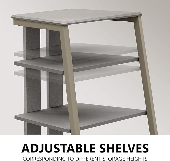FITUEYES Design 4-Tier AV Media Stand Corner Shelf Stand Wooden Corner Shelves - Image 6