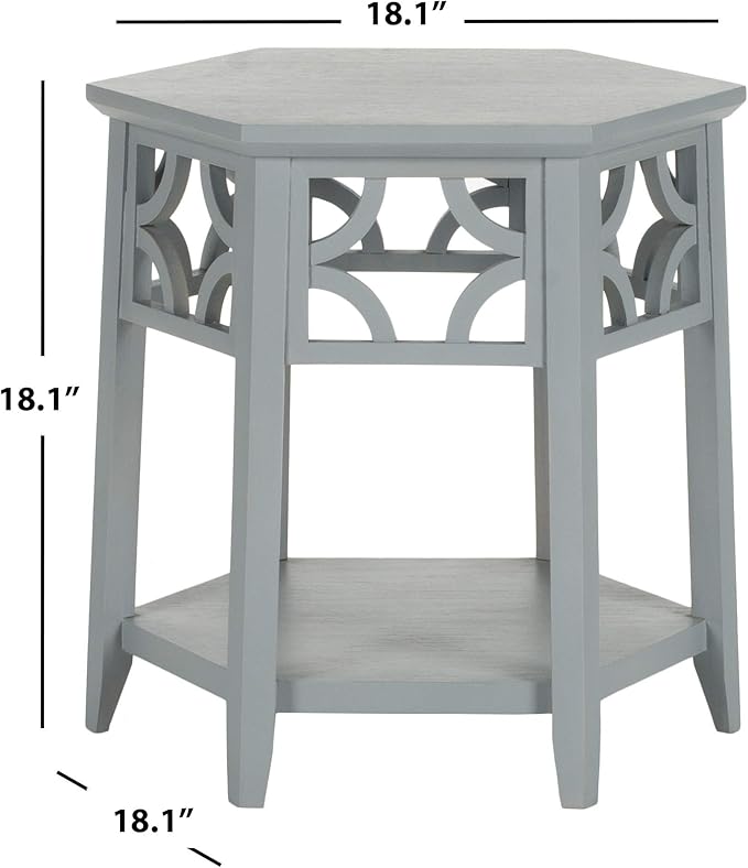 Safavieh American Homes Collection Connor Pearl Blue Grey Hexagon End Table - Image 3