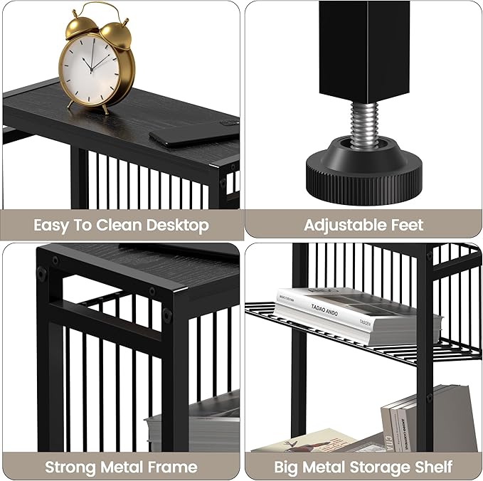 End Table Set of 2 for Small Space, 3-Tier Narrow Side Table - Image 7