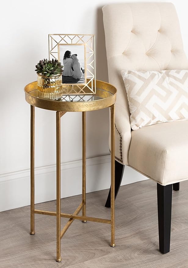 Kate and Laurel Celia Round Metal Foldable Accent Table - Image 2